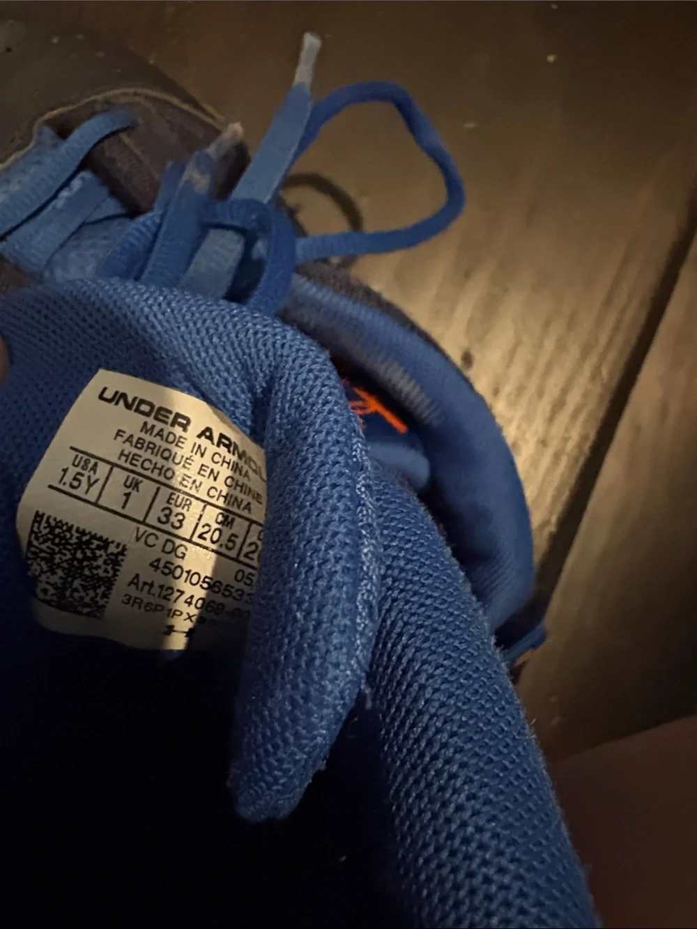 Under Armour Kids Blue and Orange High-Top Sneakers